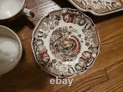 Set Johnson Brothers His Majesty Thanksgiving Turkey Plate Platter Cup & Saucer
