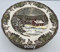 Set Lot 12 Johnson Brothers 10 Dinner Plates, The Friendly Village School House