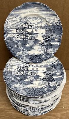 Set Of 10 Vintage Johnson Brothers Blue Enchanted Gardens 10 Dinner Plates #1