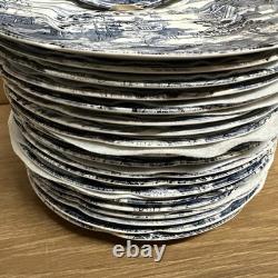 Set Of 10 Vintage Johnson Brothers Blue Enchanted Gardens 10 Dinner Plates #2