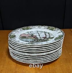 Set Of 12 The Friendly Village Johnson Bros Willow By The Brook 8 Salad Plates