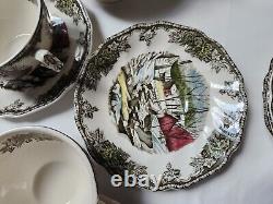 Set Of 15 Piece JOHNSON BROTHERS FRIENDLY VILLAGE Tea Set Teapot/Creamer/Teacups