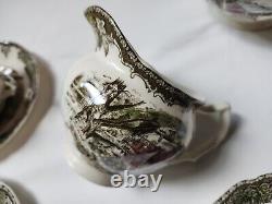 Set Of 15 Piece JOHNSON BROTHERS FRIENDLY VILLAGE Tea Set Teapot/Creamer/Teacups