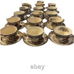 Set Of 16 Johnson Bros The Friendly Village Teacups And Saucers