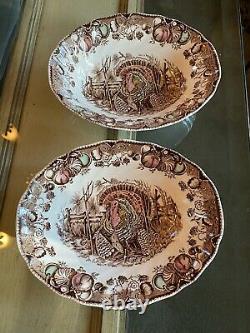 Set Of 2 Johnson Brothers His Majesty Turkey Oval Serving Bowls