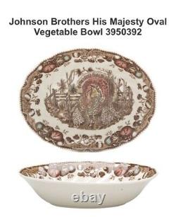 Set Of 2 Johnson Brothers His Majesty Turkey Oval Serving Bowls