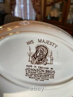 Set Of 2 Johnson Brothers His Majesty Turkey Oval Serving Bowls