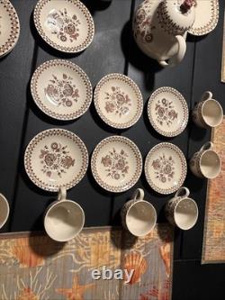 Set Of 35 Johnson Bros Old Granite Jamestown Staffordshire Made England Brown