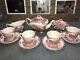 Set Of 4 Johnson Brothers Old Britain Castles Pink Cups & Saucers Excellent