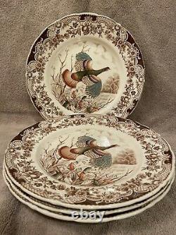 Set Of 4 Johnson Brothers Windsor Ware Wild Turkeys Dinner Plates