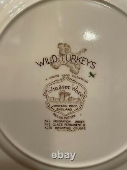 Set Of 4 Johnson Brothers Windsor Ware Wild Turkeys Dinner Plates