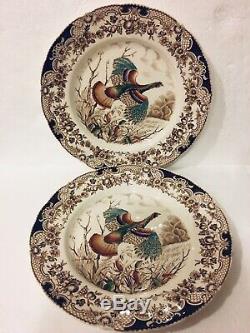 Set Of 4 Windsor Ware Wild Turkeys 10½ Dinner Plates Hand Engraved Johnson Bros