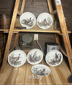 Set Of 6 1950s Johnson Brothers England Game Bird Ironstone Dinner Plates