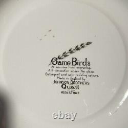 Set Of 6 1950s Johnson Brothers England Game Bird Ironstone Dinner Plates