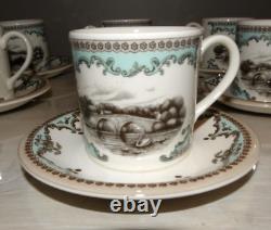 Set Of 6 Johnson Bros River Scenes Cups, Saucers & Sugar Bowl England