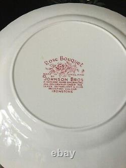 Set Of 6 Johnson Bros Rose Bouquet Dinner Plates