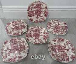 Set Of 6 Johnson Brothers English Chippendale 7 1/2 Square Salad Plates