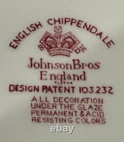 Set Of 6 Johnson Brothers English Chippendale 7 1/2 Square Salad Plates
