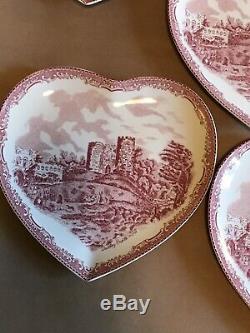 Set Of 6 Johnson Brothers Old British Castles Heart Shaped Dessert Plates