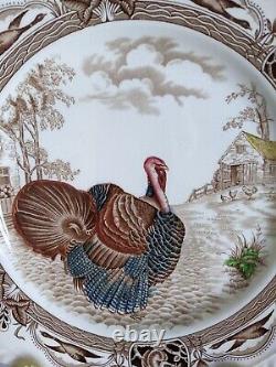 Set Of 8 Johnson Brothers Barnyard King Turkey Thanksgiving 10.75 Dinner Plates