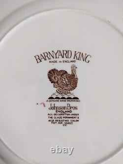 Set Of 8 Johnson Brothers Barnyard King Turkey Thanksgiving 10.75 Dinner Plates