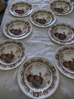 Set Of 8 Johnson Brothers Barnyard King Turkey Thanksgiving 10.75 Dinner Plates