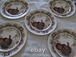 Set Of 8 Johnson Brothers Barnyard King Turkey Thanksgiving 10.75 Dinner Plates