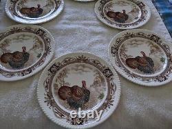 Set Of 8 Johnson Brothers Barnyard King Turkey Thanksgiving 10.75 Dinner Plates