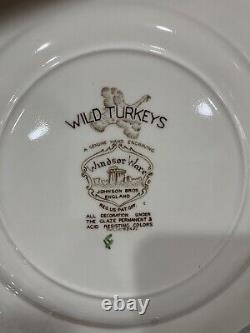 Set Of 8 Wild Turkeys Johnson brothers Windsor Ware Dinner Plates 10 3/4