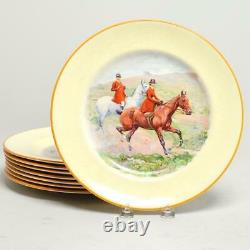 Set Of Eight (8) Johnson Brothers Pareek Fox Hunting Dinner Plates 10.5