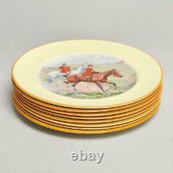 Set Of Eight (8) Johnson Brothers Pareek Fox Hunting Dinner Plates 10.5