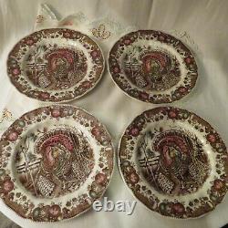 Set Of Four Johnson Brothers His Majesty Turkey Thanksgiving Dinner Plates