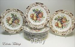 Set of 12 JOHNSON BROS. Windsor Ware HARVEST FRUITS Dinner Plates 10.75