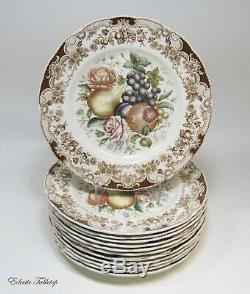 Set of 12 JOHNSON BROS. Windsor Ware HARVEST FRUITS Dinner Plates 10.75