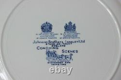 Set of 12 Johnson Bros Ironstone Coaching Scenes Dinner Plates, England