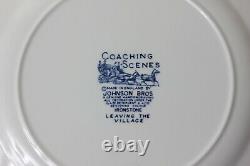 Set of 12 Johnson Bros Ironstone Coaching Scenes Dinner Plates, England