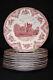 Set Of 12 Johnson Bros. Old Britain Castles Pink 10 Dinner Plates England Mint