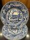 Set Of 4 Johnson Bros Historic America Blue Frozen Up Dinner Plate Thanksgiving