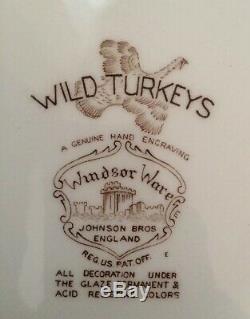 Set of 4 Johnson Brothers Flying Wild Turkey Windsor Ware Dinner Plates 10.5