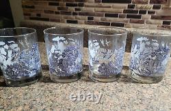 Set of 4 Johnson Brothers Willow Blue 10 Oz Double Old Fashioned Glasses Vintage