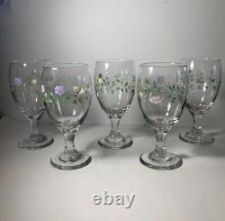 Set of 5 Johnson Brothers Summer Chintz Glass Goblets 7 in