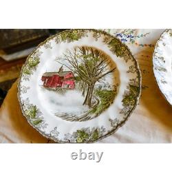 Set of 5 Johnson Brothers The Friendly Village Ironstone Buffet Dinner Plates