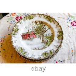 Set of 5 Johnson Brothers The Friendly Village Ironstone Buffet Dinner Plates