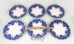 Set of 6 Johnson Bros. England Flow Blue Georgia Dinner Plates 10 Antique