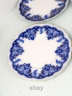 Set of 6 Johnson Bros. England Flow Blue Georgia Dinner Plates 10 Antique