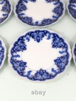 Set of 6 Johnson Bros. England Flow Blue Georgia Dinner Plates 10 Antique