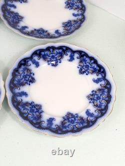 Set of 6 Johnson Bros. England Flow Blue Georgia Dinner Plates 10 Antique