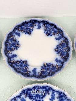Set of 6 Johnson Bros. England Flow Blue Georgia Dinner Plates 10 Antique