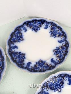 Set of 6 Johnson Bros. England Flow Blue Georgia Dinner Plates 10 Antique