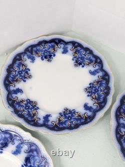 Set of 6 Johnson Bros. England Flow Blue Georgia Dinner Plates 10 Antique